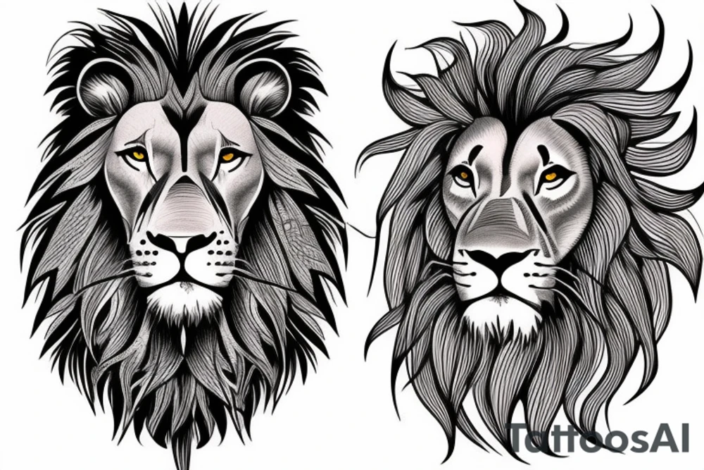 Realistic lion head tattoo idea