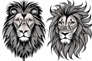 Realistic lion head tattoo idea