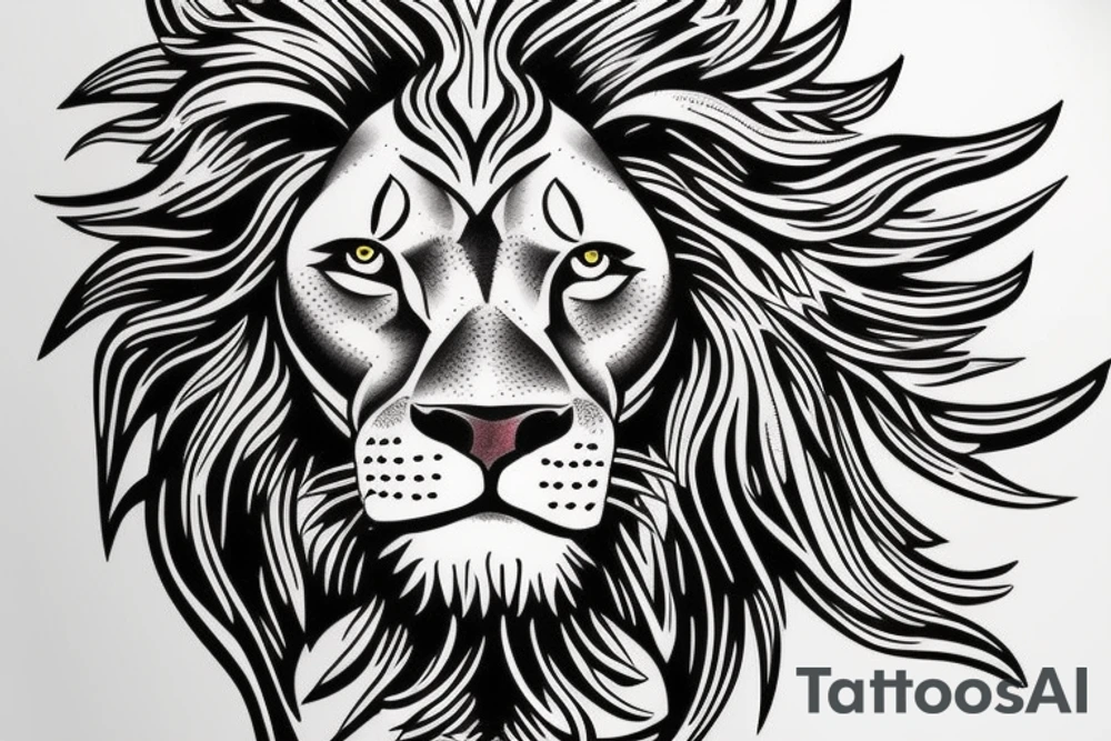 Realistic lion head tattoo idea