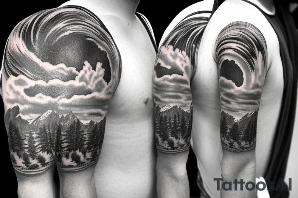 Half sleeve from shoulder down. Use outline of Grand Teton’s at the top of the shoulder, a waterfall going down the arm, and a pocket watch wherever it fits best. tattoo idea Half sleeve from shoulder down. Use outline of Grand Teton’s at the top of the shoulder, a waterfall going down the arm, and a pocket watch wherever it fits best. tattoo idea