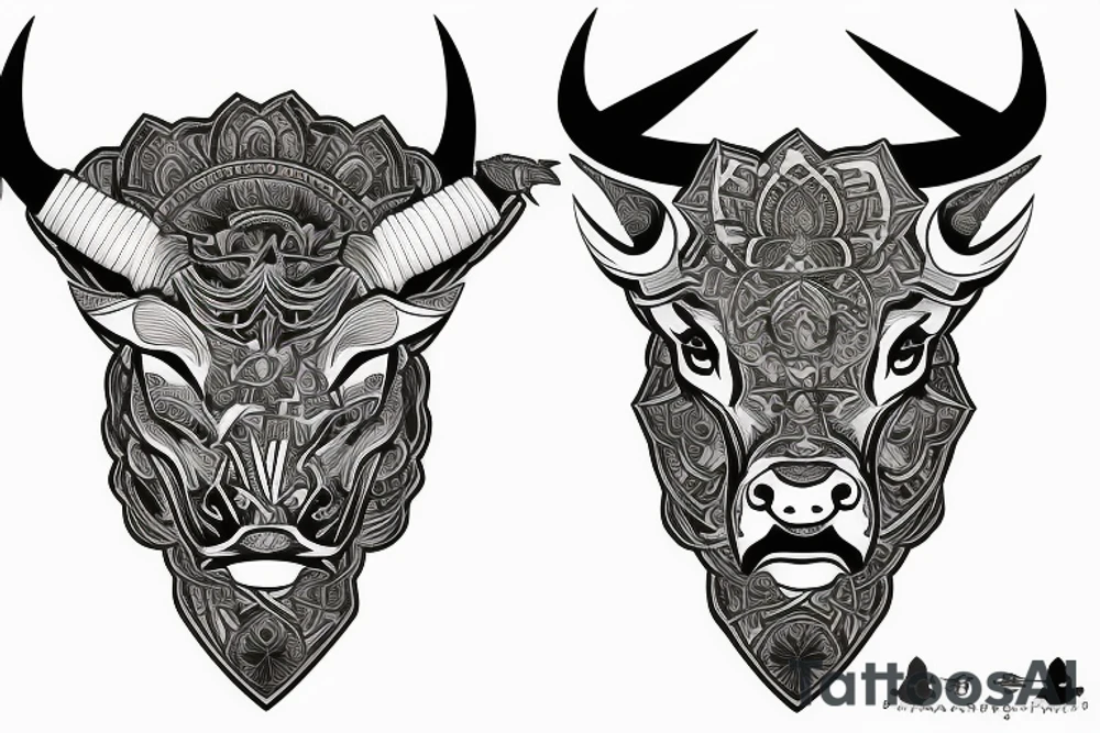 Bull head sleeve tattoo idea