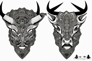 Bull head sleeve tattoo idea