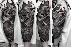 Bull head sleeve tattoo idea