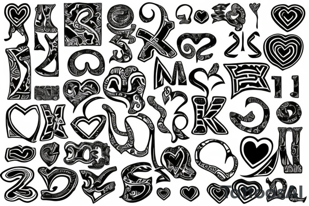 Letter S with hearts tattoo idea