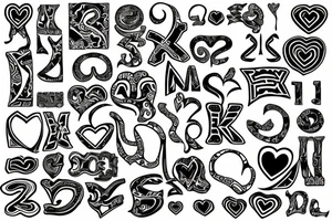 Letter S with hearts tattoo idea