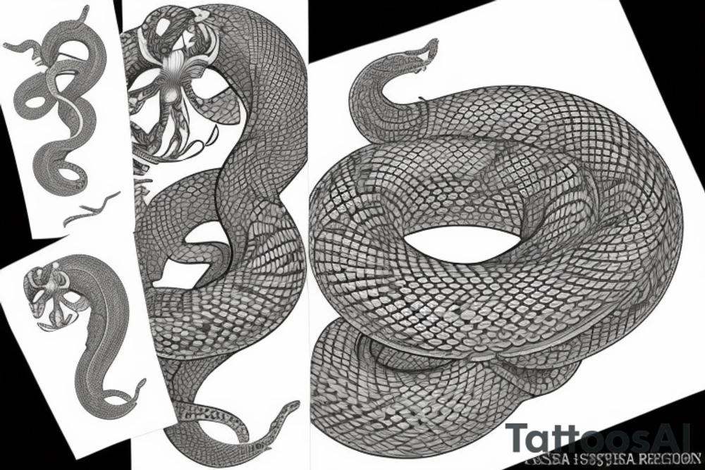 Serpent avec chrysanthèmes tattoo idea