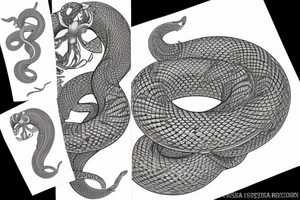 Serpent avec chrysanthèmes tattoo idea