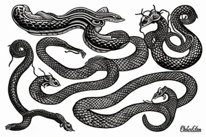 Serpent avec chrysanthèmes tattoo idea