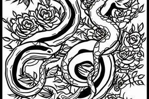 Snake with flowers tattoo idea