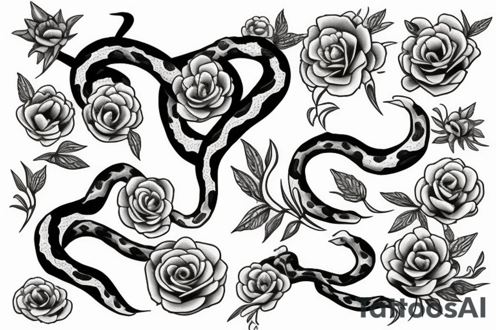 Snake with flowers tattoo idea