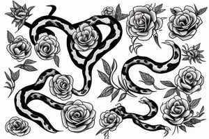 Snake with flowers tattoo idea
