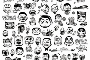rice power in cartoon writing tattoo idea