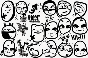 rice power in cartoon writing tattoo idea