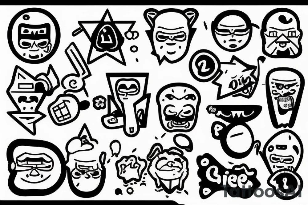the words "rice power" written in cartoon style tattoo idea