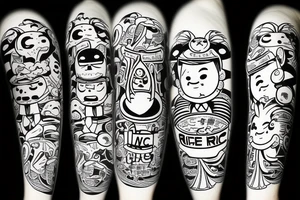 the words "rice power" written in cartoon style tattoo idea