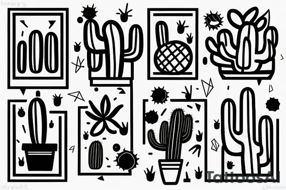 square, cactus, pot, little tattoo idea