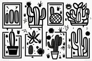 square, cactus, pot, little tattoo idea