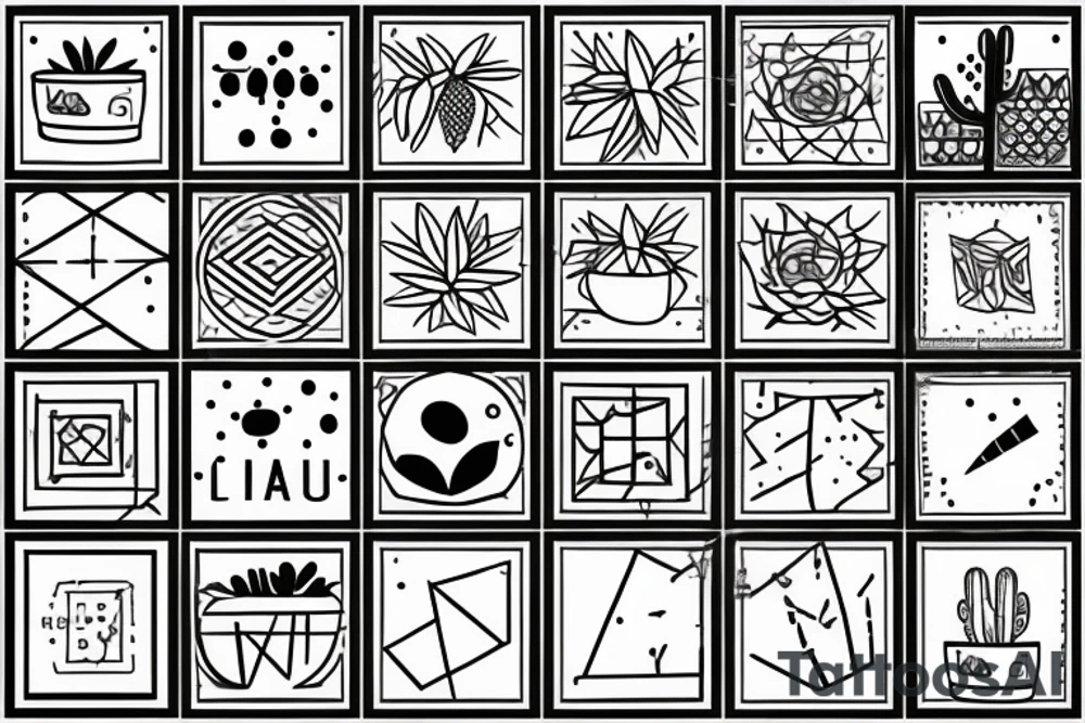 square, cactus, pot, little tattoo idea