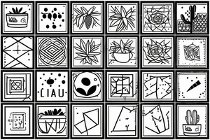 square, cactus, pot, little tattoo idea