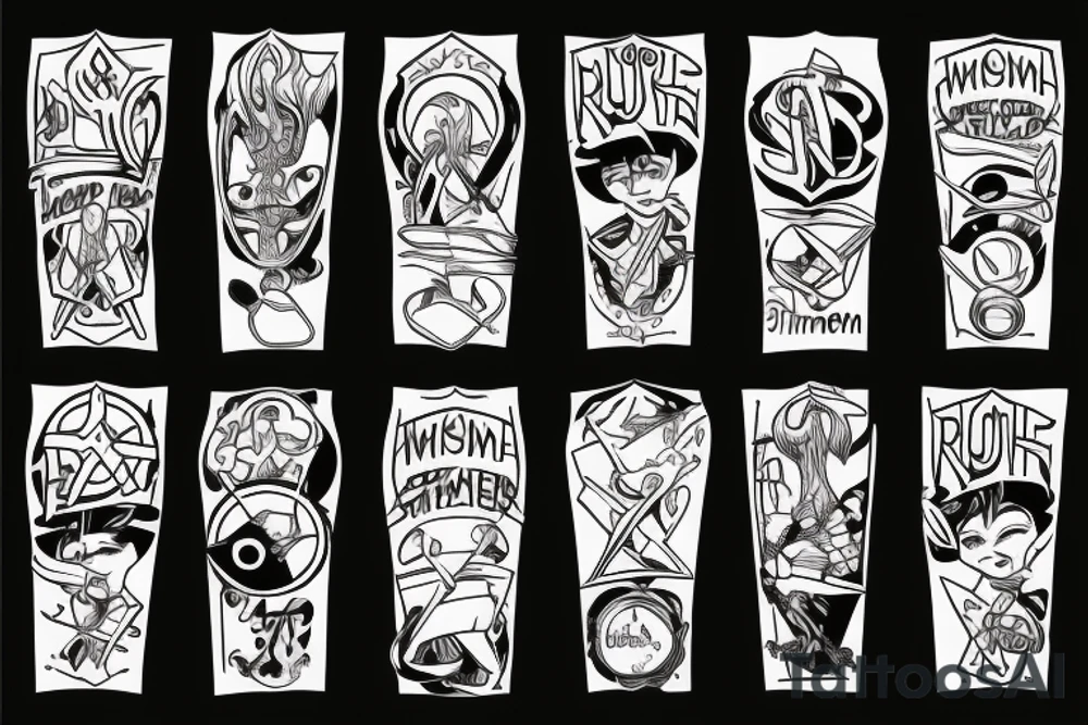 rune bike and swim triathlon tattoo idea