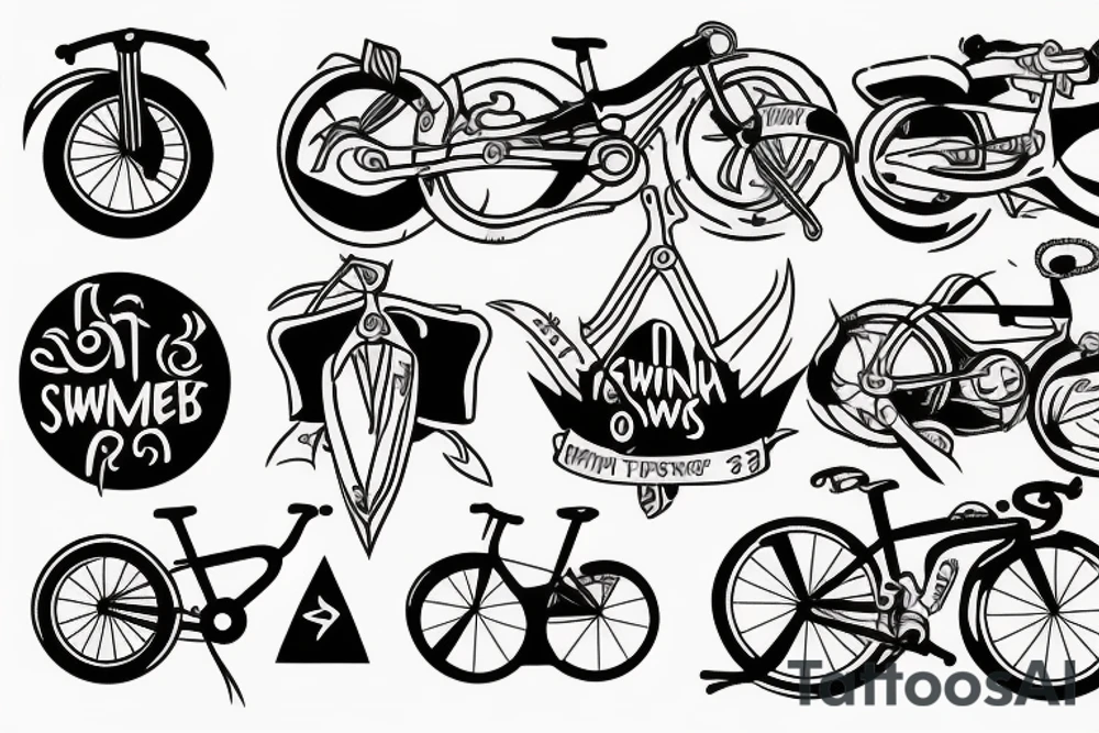 rune bike and swim triathlon tattoo idea