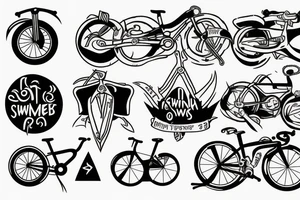 rune bike and swim triathlon tattoo idea