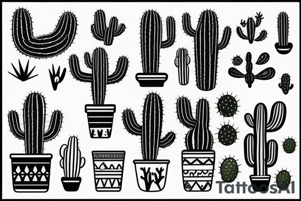 square, cactus, pot, little tattoo idea