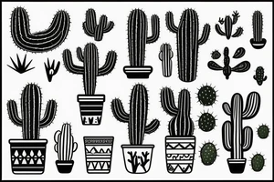 square, cactus, pot, little tattoo idea