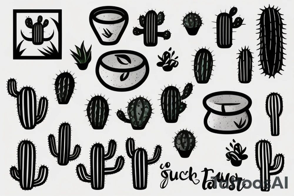 square, cactus, pot, little, dragon tattoo idea