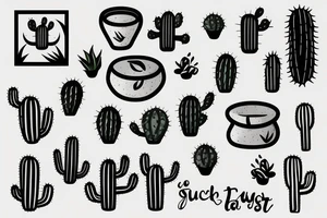 square, cactus, pot, little, dragon tattoo idea