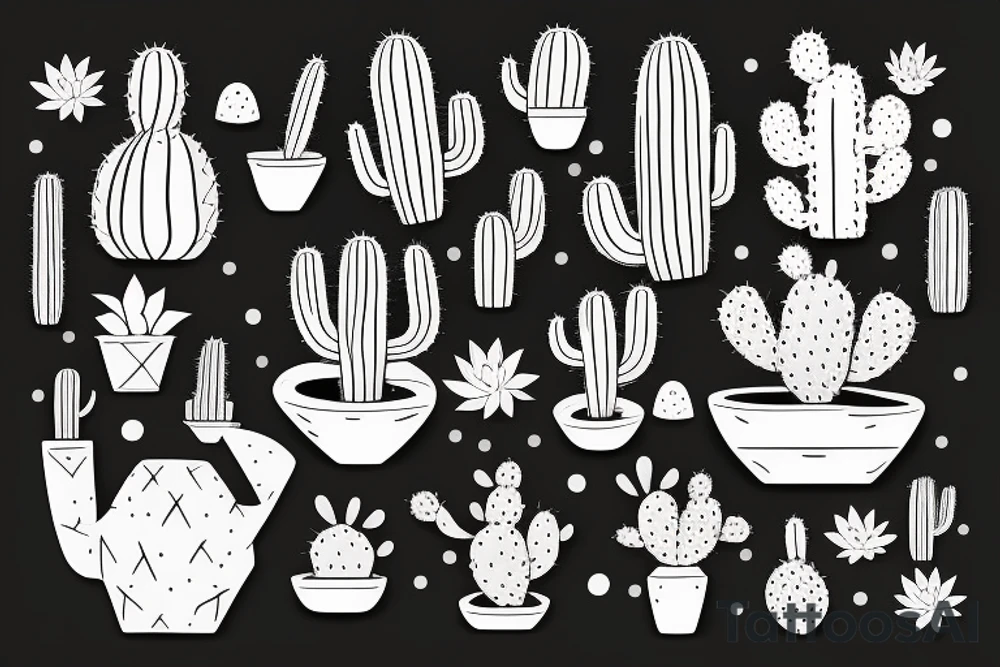 square, cactus, pot, little, dragon tattoo idea