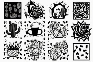 square, cactus, pot, little, dragon tattoo idea