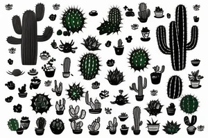 square, cactus, pot, little, dragon tattoo idea