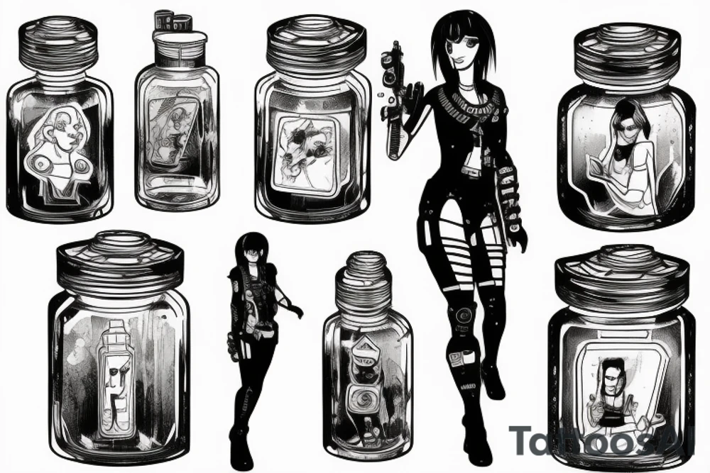 Lucy from Cyberpunk in a jar tattoo idea