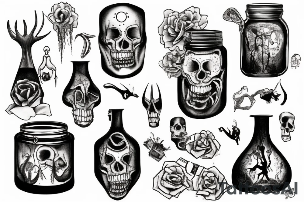 bones in a jar tattoo idea