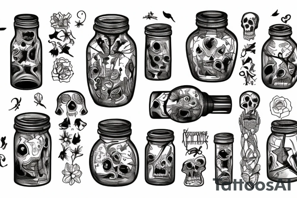 bones in jar tattoo idea