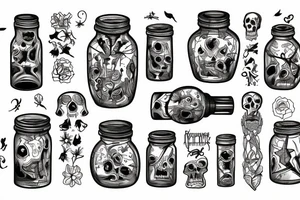 bones in jar tattoo idea