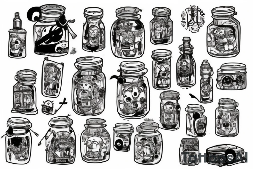 5 big jar tattoo idea