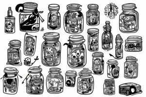 5 big jar tattoo idea