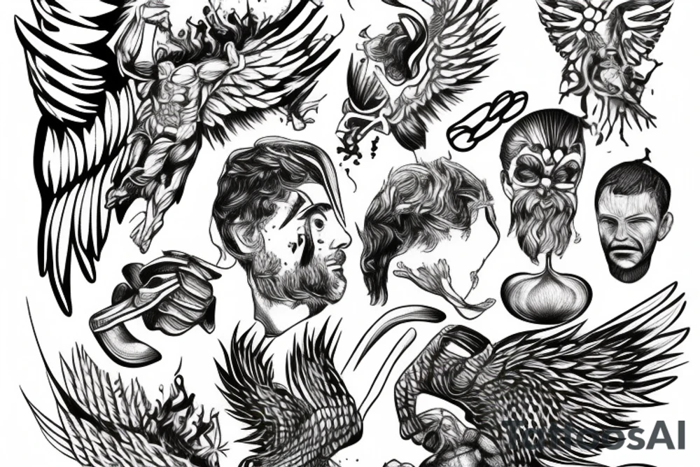 icarus, greec, falling, man, tattoo idea