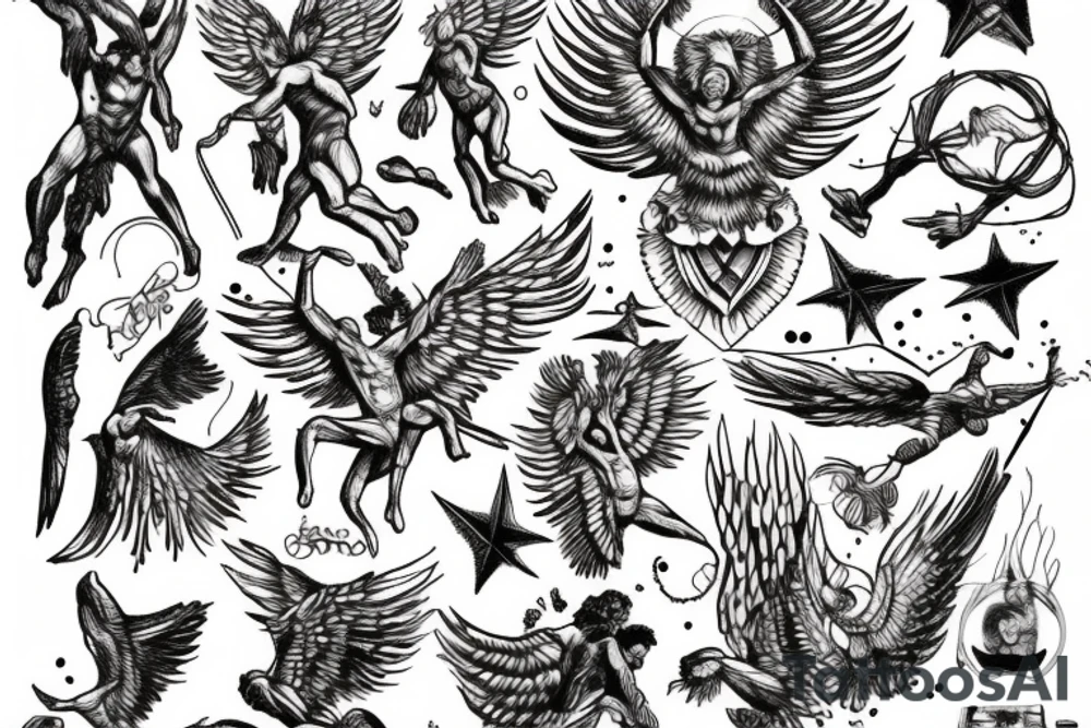 icarus, greec, falling, man, god tattoo idea