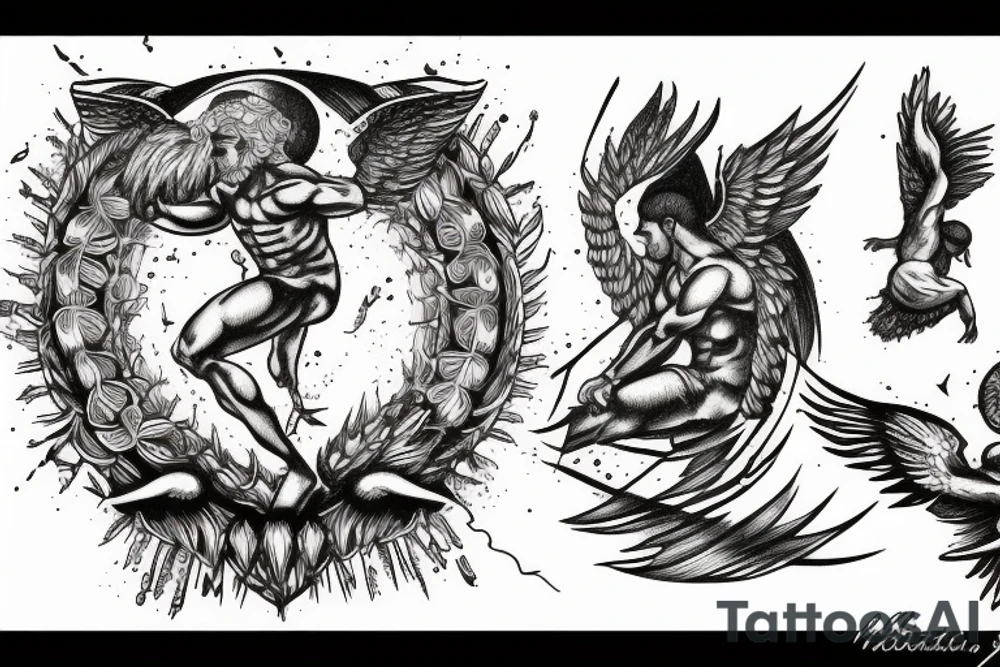 icarus, greec, falling, man, god tattoo idea
