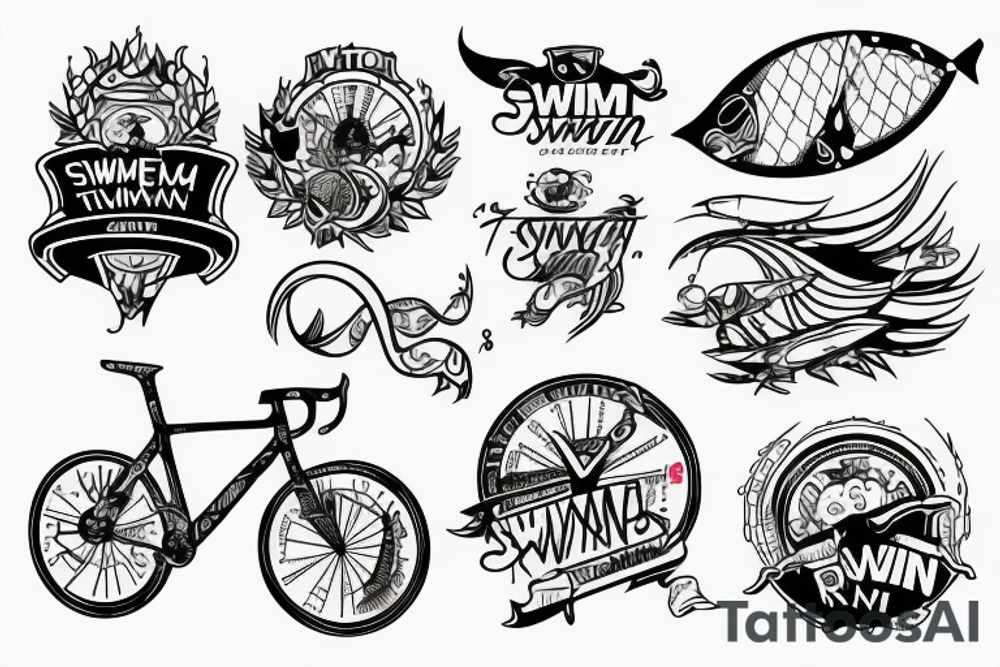 design me a tattoo that shows the triathlon events of swim bike and run tattoo idea