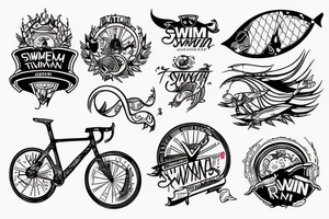design me a tattoo that shows the triathlon events of swim bike and run tattoo idea