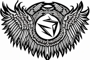 Left Forearm tattoo with wings and a crest that signifies USA, Scotland and Ireland tattoo idea
