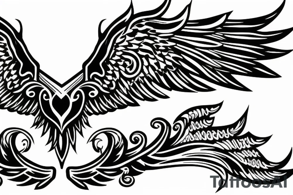 Left Forearm tattoo with wings and a crest that signifies USA, Scotland and Ireland tattoo idea