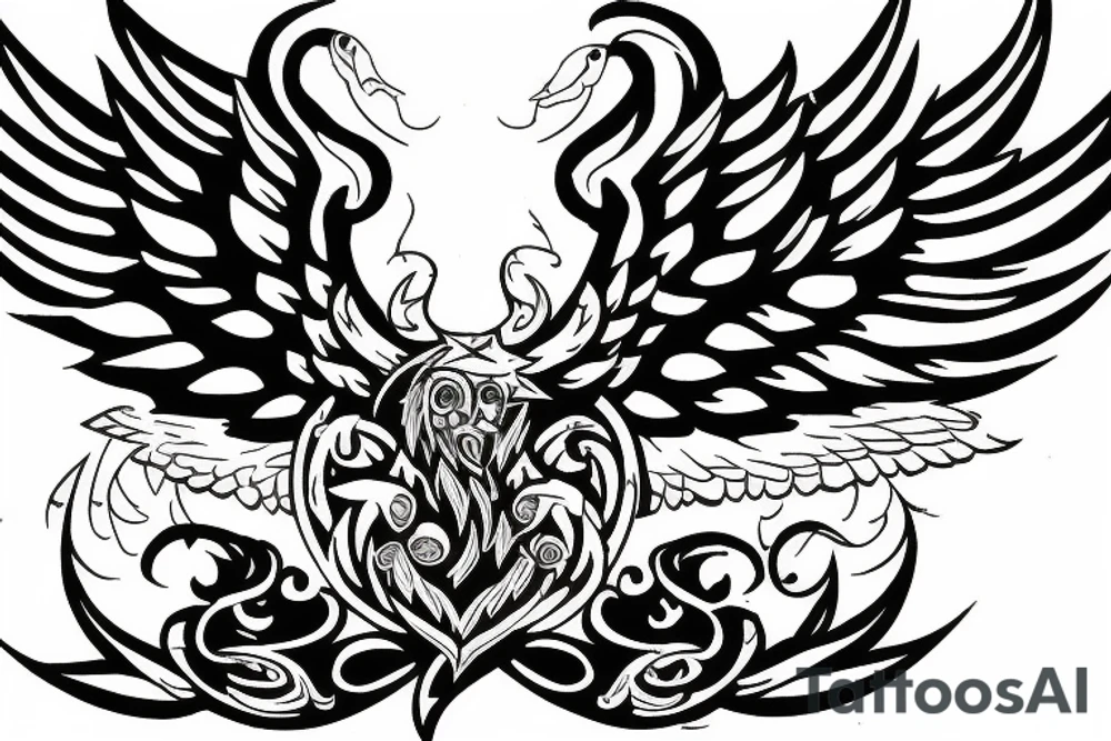 Left Forearm tattoo with wings and a crest that signifies USA, Scotland and Ireland tattoo idea