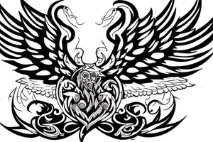 Left Forearm tattoo with wings and a crest that signifies USA, Scotland and Ireland tattoo idea