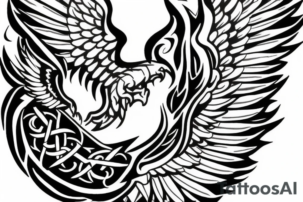 Left Forearm tattoo with wings and a crest that signifies USA, Scotland and Ireland tattoo idea