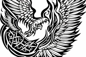 Left Forearm tattoo with wings and a crest that signifies USA, Scotland and Ireland tattoo idea